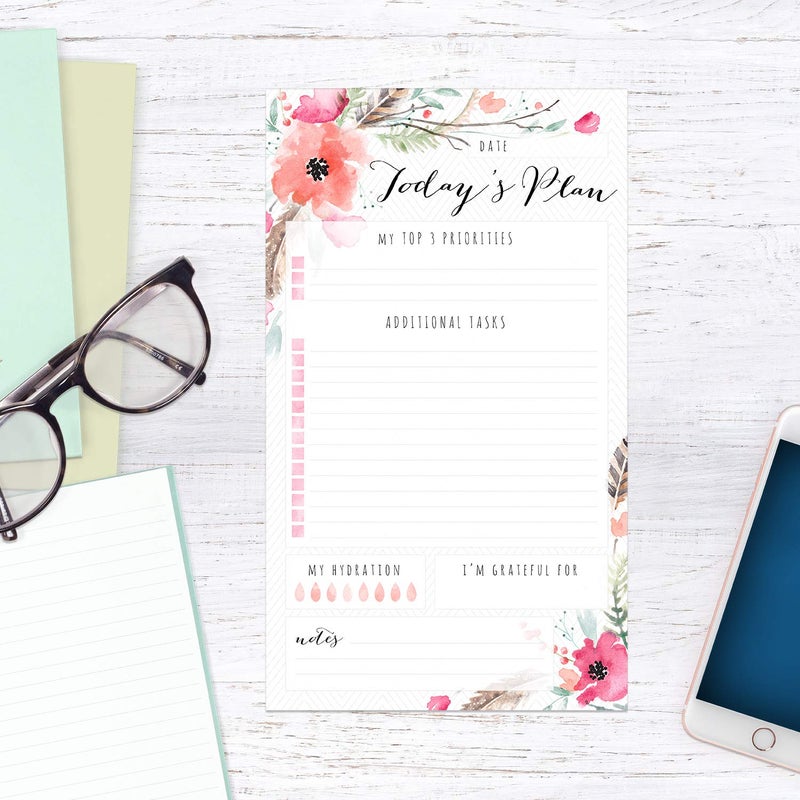 Canopy Street Boho Spirit Sticky Note Daily to-Do Planner / 50 Sticky Pages for Daily Tasks/Floral Note Scheduling / 6" x 10" Planner - Image 3